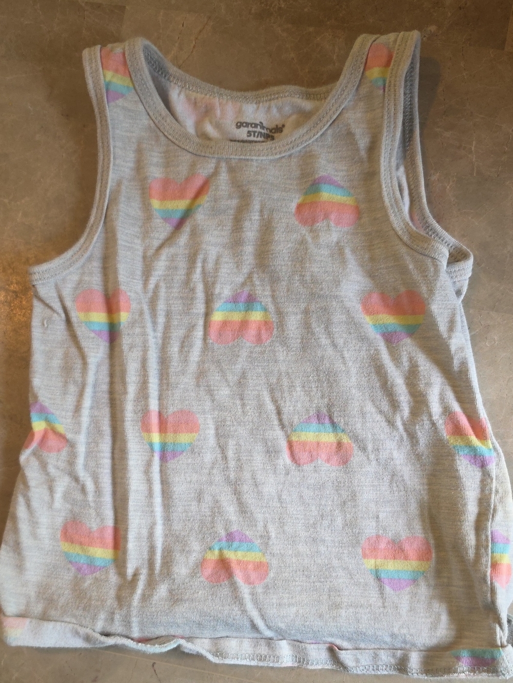 Garanimals Girls' Pastel Rainbow Heart Tank Top - Light Gray